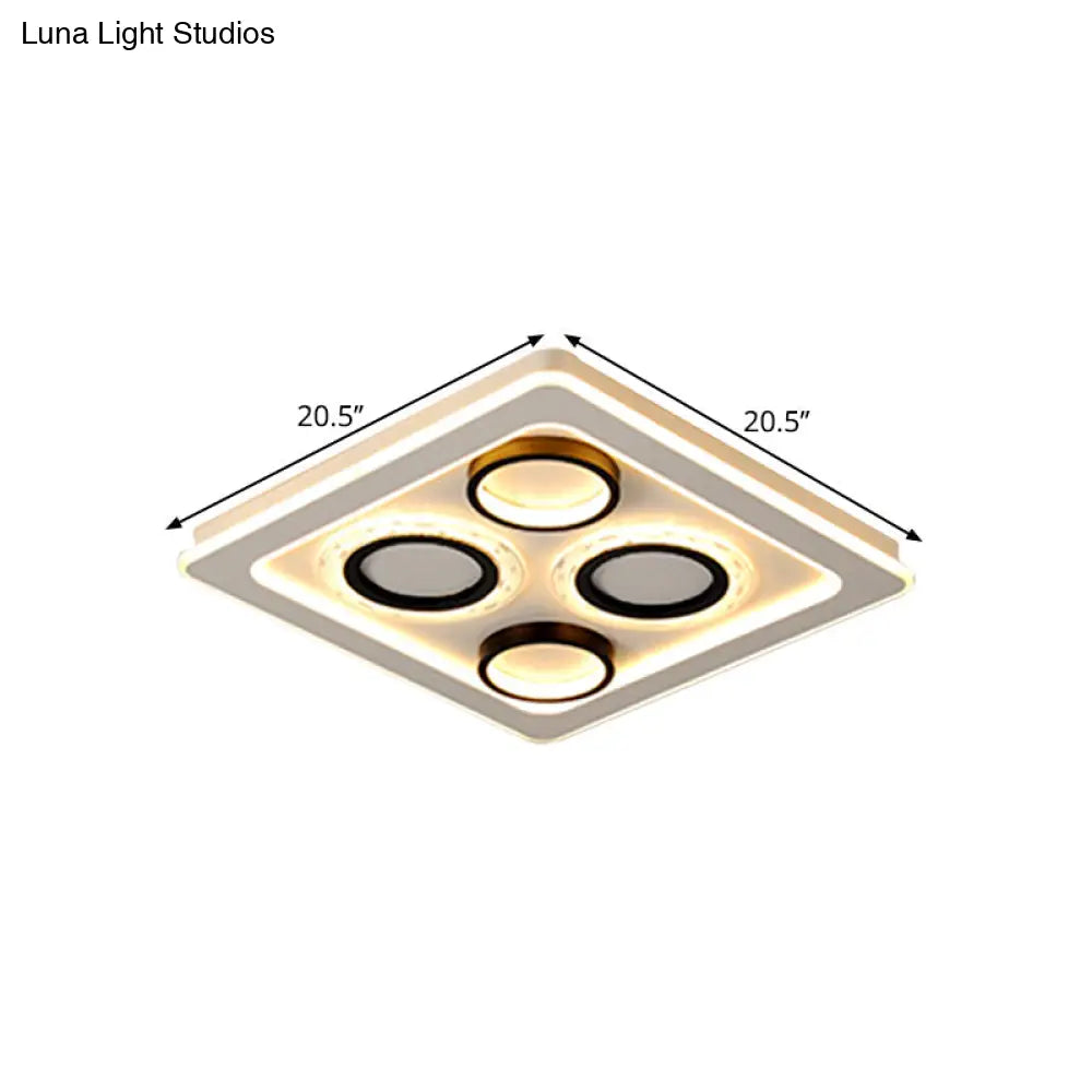 16.5/20.5 Nordic Squared Flush Lamp Led Ceiling Light Black & White 3 Color Options