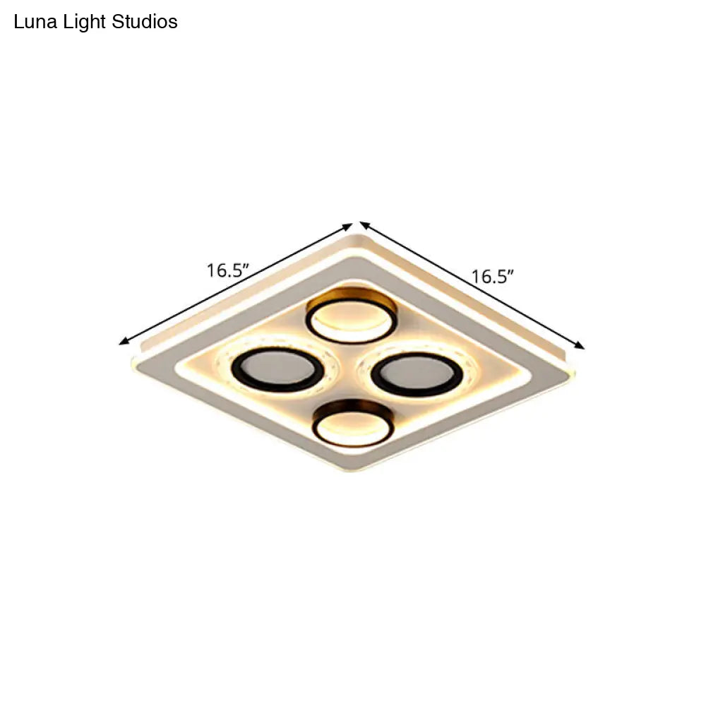 16.5/20.5 Nordic Squared Flush Lamp Led Ceiling Light Black & White 3 Color Options