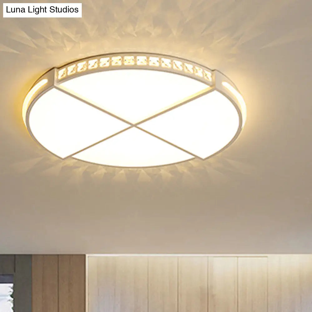 16.5’/20.5’ Simple Round Led Flush Mount Lamp - White Ceiling Light Fixture For Bedroom