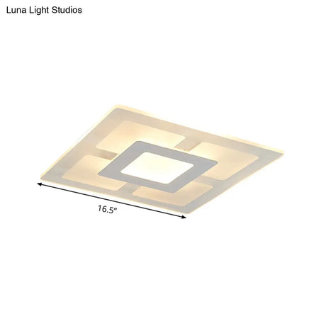 16.5’/20.5’ Wide Acrylic Square Ceiling Mounted Light - Modern Simple Style White Led Flush
