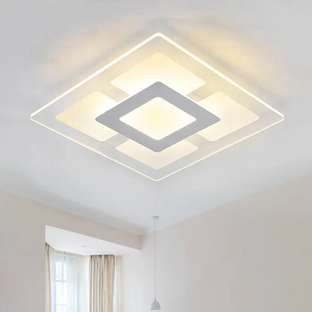 16.5/20.5 Wide Acrylic Square Ceiling Mounted Light - Modern Simple Style White Led Flush Mount Lamp