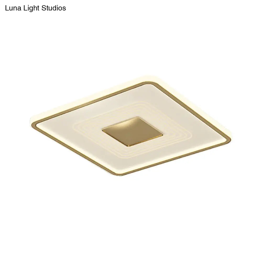 16’ Modern Acrylic Led Flush Light Square/Rectangle Gold Finish – White/Warm For Living Room