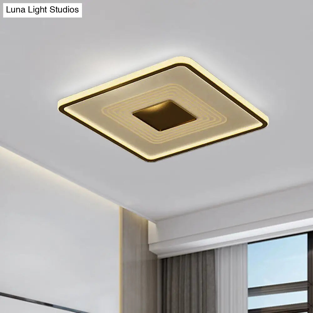16 Modern Acrylic Led Flush Light Square/Rectangle Gold Finish White/Warm For Living Room / Warm