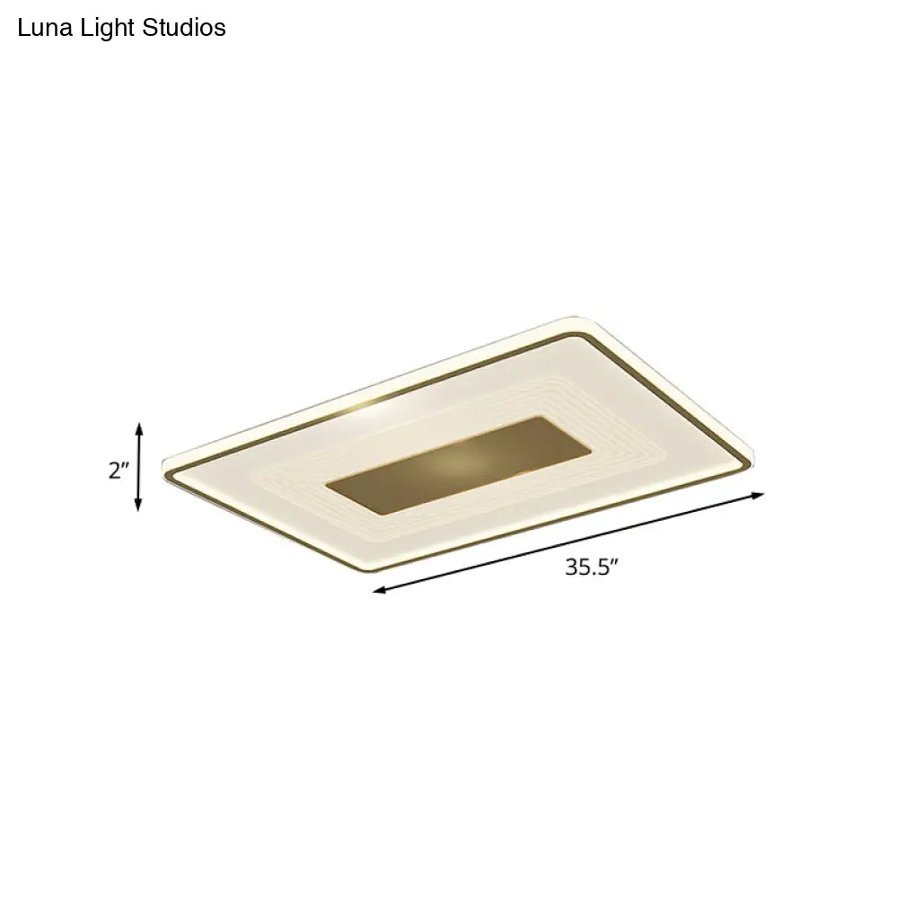 16’ Modern Acrylic Led Flush Light Square/Rectangle Gold Finish – White/Warm For Living Room