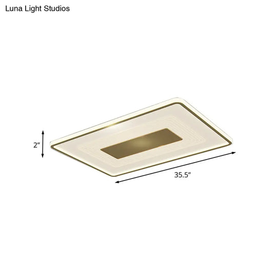 16’ Modern Acrylic Led Flush Light Square/Rectangle Gold Finish – White/Warm For Living Room