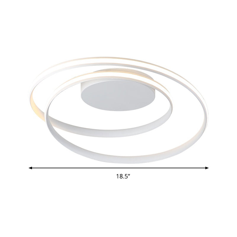 Simple Acrylic Led Loop Ceiling Lamp In Black/White - 18’/23.5’ Wide Flush Light Fixture With
