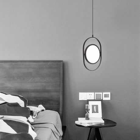 Black Metal Led Oval Ceiling Pendant Light - Simple And Versatile