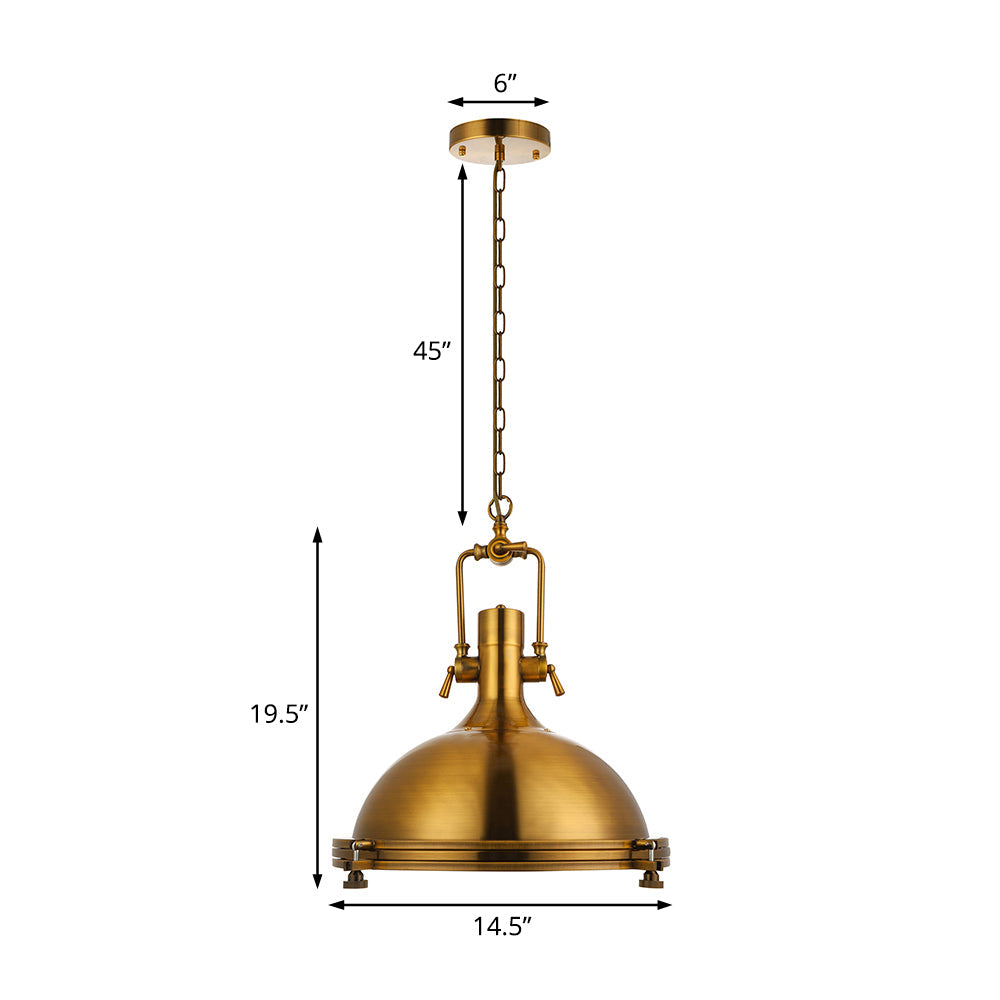 Industrial Metal Pendant Lighting With Antique Brass/Copper Finish And Frosted Diffuser