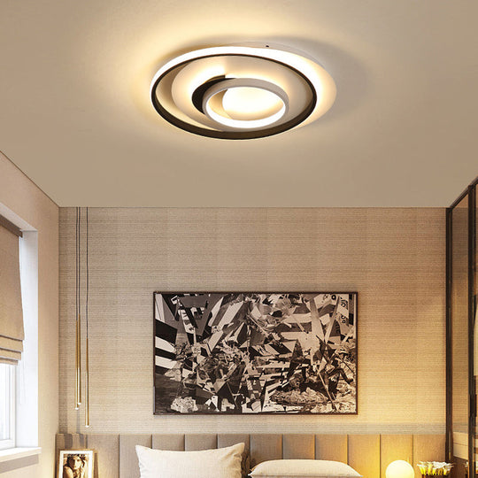 Modern Black Flush Ceiling Lighting Fixture - 18/21.5 Round Acrylic Led Light In Warm/White