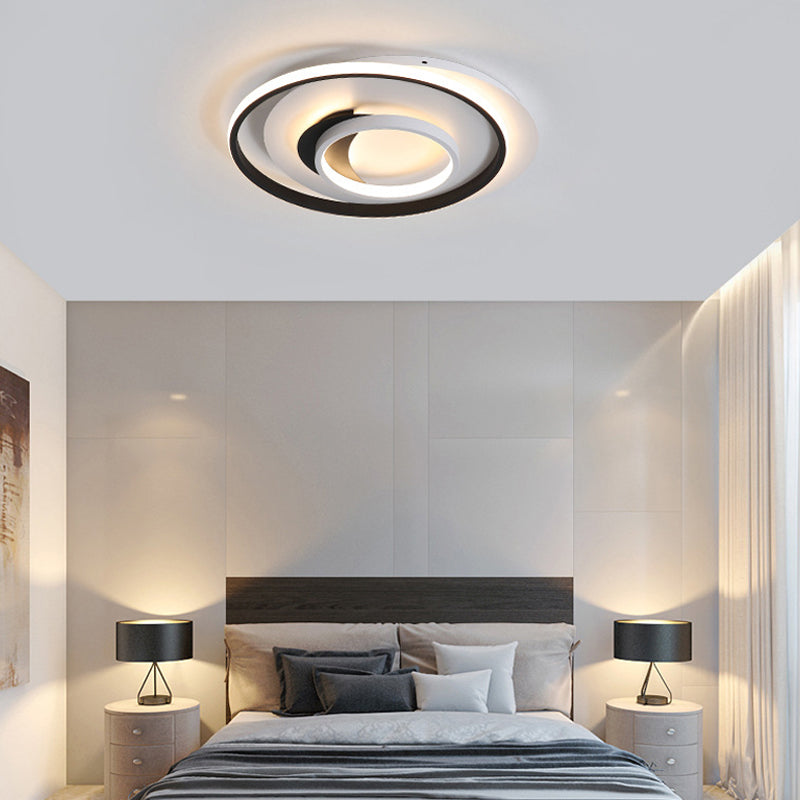 Modern Black Flush Ceiling Lighting Fixture - 18/21.5 Round Acrylic Led Light In Warm/White