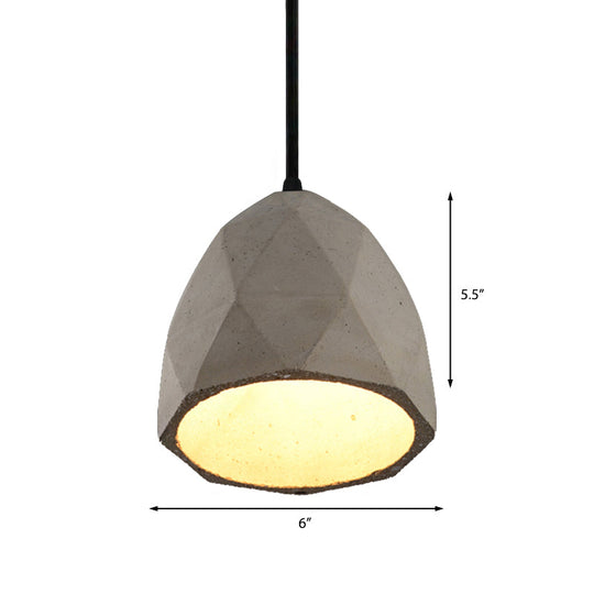 Vintage Cement Pendant Hanging Lamp: Bowl/Cylinder/Semi Circle Shape 1 Light Grey - Ideal For Dining