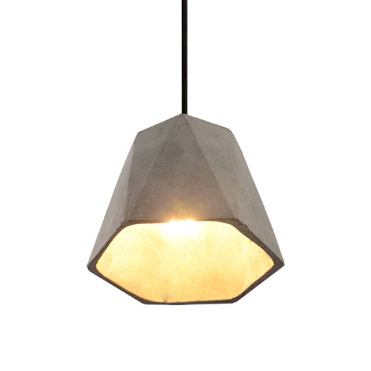 Vintage Cement Pendant Lamp - 1 Light Dining Room Hanging Fixture In Grey Bowl/Cylinder/Semi Circle