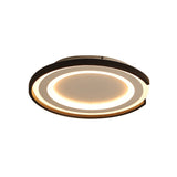 Simple Metal Led Flush Mount Light Fixture - Round Black/Black And White Bedroom Ceiling In
