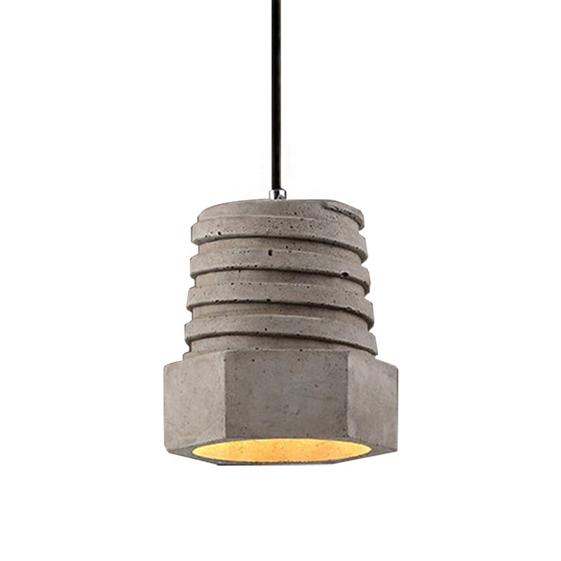 Screw Shape Pendant Light Fixture - Industrial Gray Cement Hanging Lamp For Restaurants 1