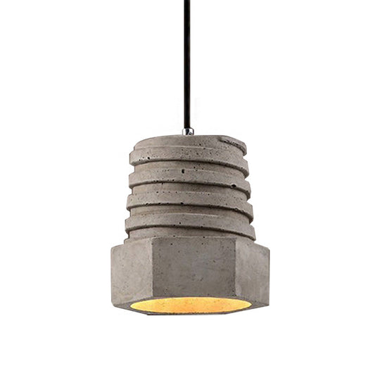 Screw Shape Pendant Light Fixture - Industrial Gray Cement Hanging Lamp For Restaurants 1