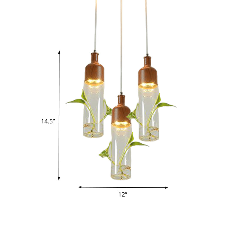 Antique Wine Bottle Cluster Pendant Ceiling Light - Metal Led With Multiple Bulbs Brown Finish