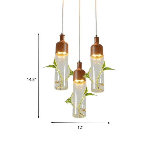 Antique Wine Bottle Cluster Pendant Ceiling Light - Metal Led With Multiple Bulbs Brown Finish