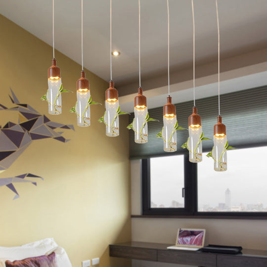 Antique Wine Bottle Cluster Pendant Ceiling Light - Metal Led With Multiple Bulbs Brown Finish