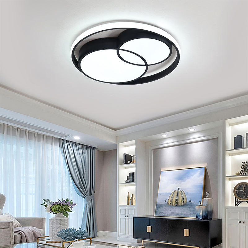 Modern Metal Black/White Circle Ceiling Flush Mount With Integrated Led For Bedroom Lighting Black /