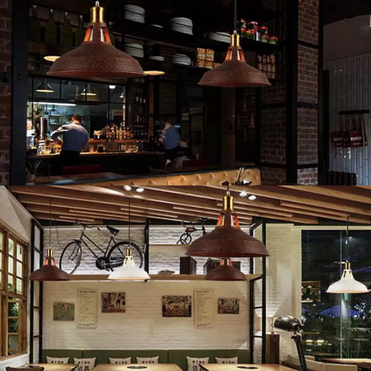 Rustic Copper/Beige/Rust/Gray Barn Pendant Light – Farmhouse-Wrought Iron 1-Light Fixture For