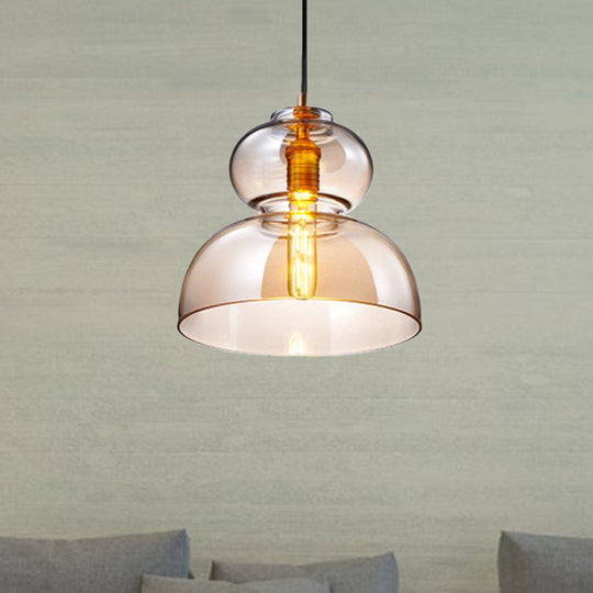 Ceiling Pendant Light Fixture Contemporary Curved Blue/Cognac Glass 1 Bulb 10/11 Wide