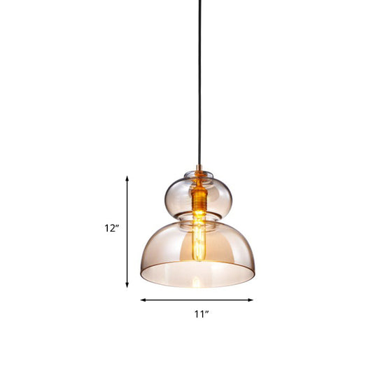 Ceiling Pendant Light Fixture Contemporary Curved Blue/Cognac Glass 1 Bulb 10/11 Wide