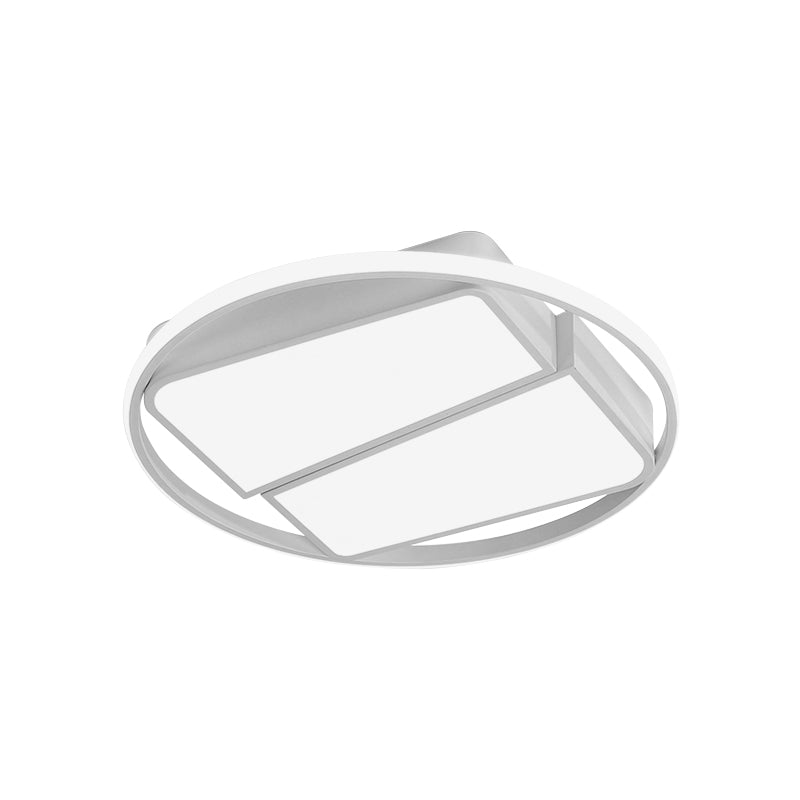 Modern Metal Black/White Led Ceiling Mount Light - 2 - Trapezoid Design 16’/19.5’ Wide Flush