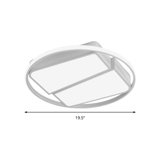 Modern Metal Black/White Led Ceiling Mount Light - 2 - Trapezoid Design 16’/19.5’ Wide Flush