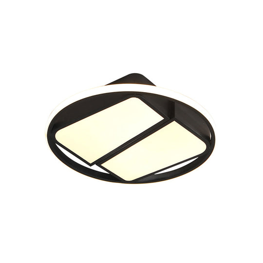 Modern Metal Black/White Led Ceiling Mount Light - 2-Trapezoid Design 16/19.5 Wide Flush Fixture For