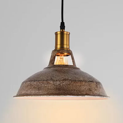 Rustic Copper/Beige/Rust/Gray Barn Pendant Light – Farmhouse-Wrought Iron 1-Light Fixture For