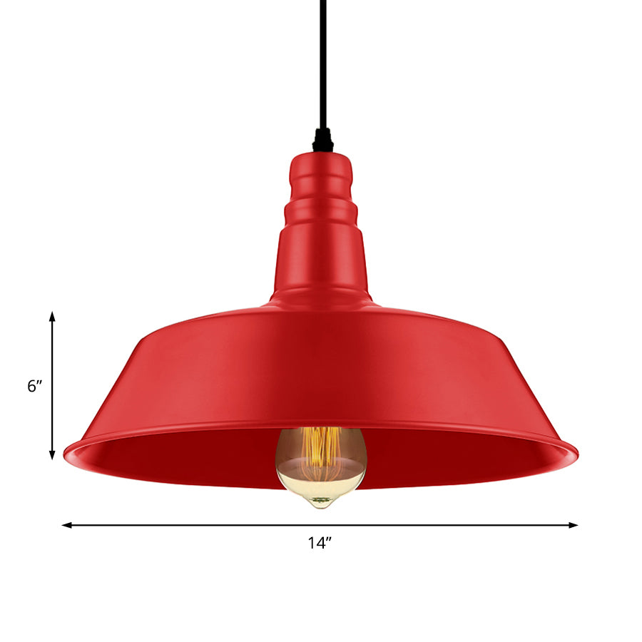 Industrial Style Metallic Pendant Lighting - 10’/14’ Wide Barn Living Room 1 Bulb Red/Green
