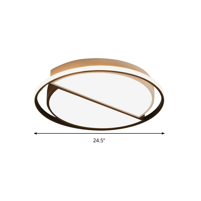 Contemporary Black Metal Flush Mount Lamp With Led Ceiling Fixture For Bedroom 2 Sizes Available