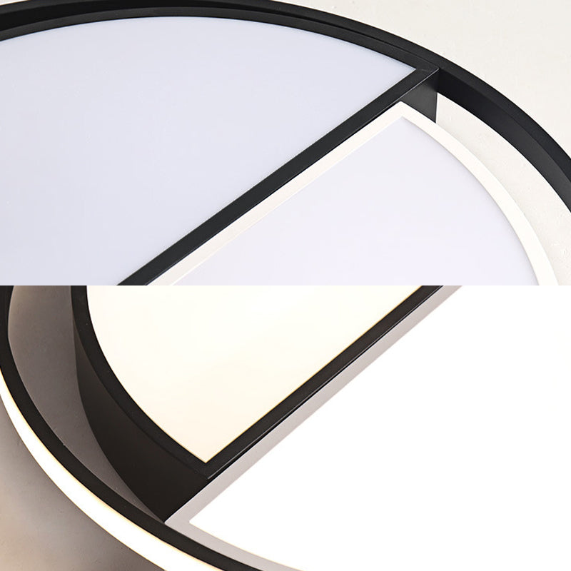 Contemporary Black Metal Flush Mount Lamp With Led Ceiling Fixture For Bedroom 2 Sizes Available