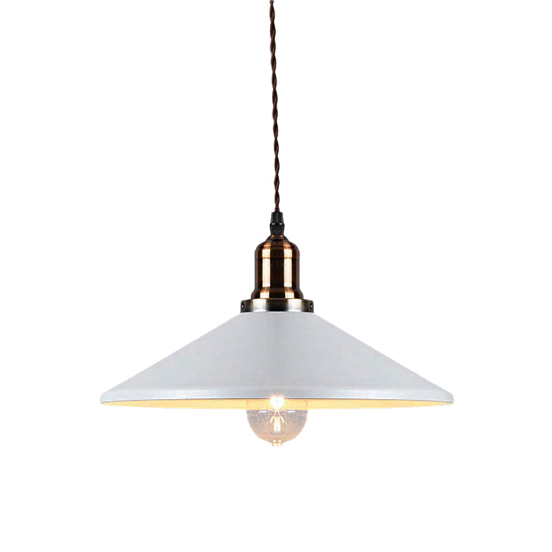 Stylish Cone/Saucer/Dome Shade Pendant Light For Restaurants - White Metal Hanging