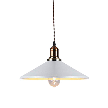 Stylish Metal Pendant Light With Cone/Saucer/Dome Shade - Loft Design In White Ideal For Restaurants