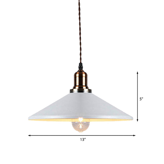 Stylish Cone/Saucer/Dome Shade Pendant Light For Restaurants - White Metal Hanging