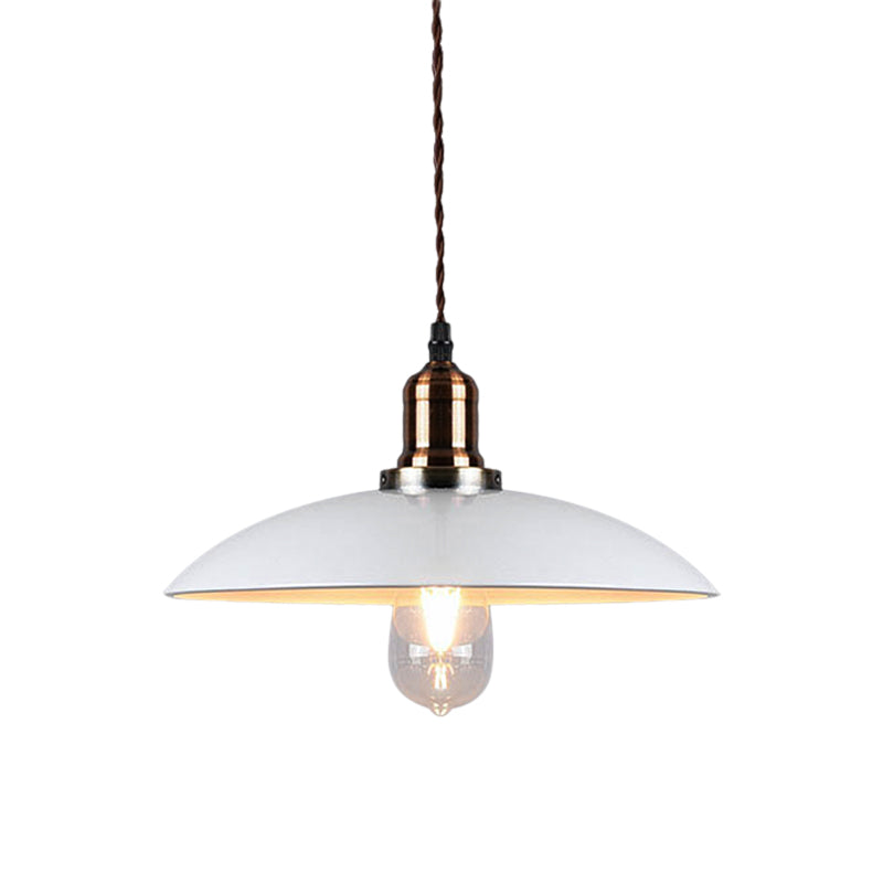Stylish Cone/Saucer/Dome Shade Pendant Light For Restaurants - White Metal Hanging