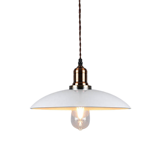 Stylish Cone/Saucer/Dome Shade Pendant Light For Restaurants - White Metal Hanging