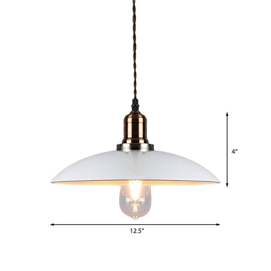 Stylish Cone/Saucer/Dome Shade Pendant Light For Restaurants - White Metal Hanging