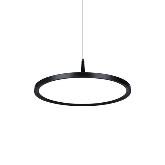 Led Office Pendant Lamp - Modern Simplicity White/Black Ceiling Light Fixture In Multiple Sizes