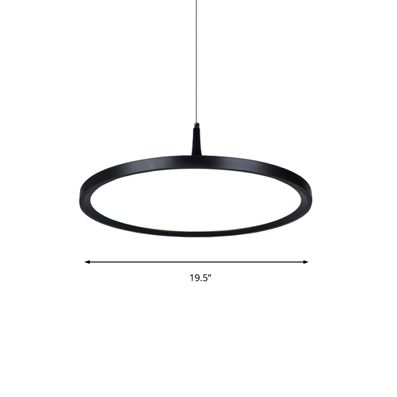 Sleek Led Office Pendant Lamp With Metal Shade - White/Black Ceiling Fixture In Multiple Sizes And