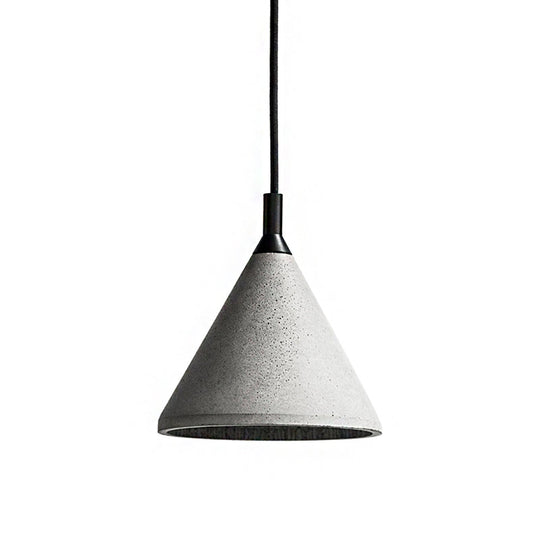 Gray Cement Industrial Cone Hanging Lamp - Height Adjustable Pendant Lighting For Living Room