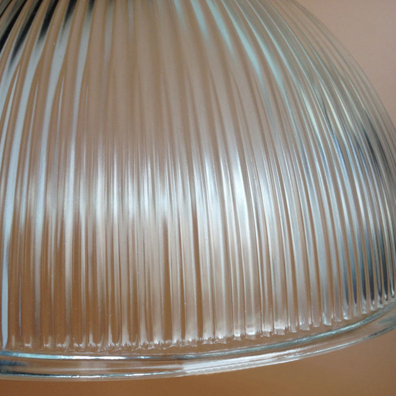 Hanging Ceiling Light With Dome Prismatic Glass - Industrial Pendant Lighting For Living Room