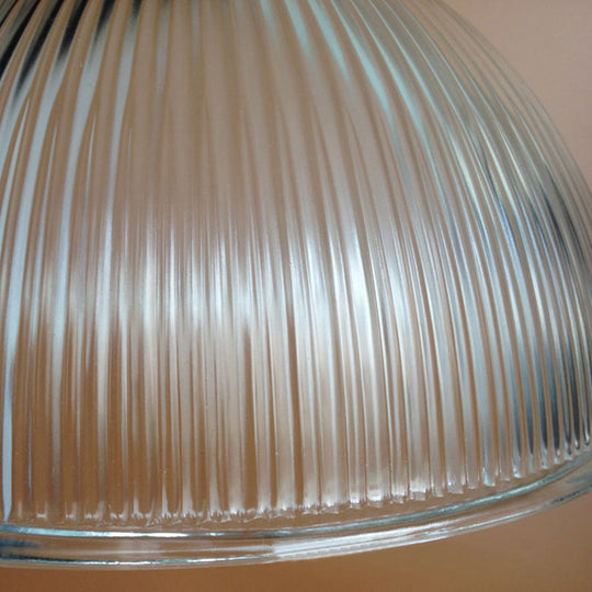 Hanging Ceiling Light With Dome Prismatic Glass - Industrial Pendant Lighting For Living Room