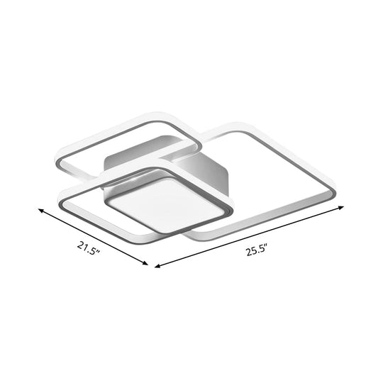 Modern Led Acrylic Ceiling Light - Square And Block Design 18’/21.5’/25.5’ Wide Flush Mount