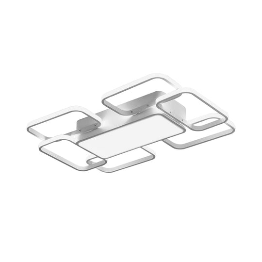 Modern Led Acrylic Ceiling Light - Square And Block Design 18’/21.5’/25.5’ Wide Flush Mount