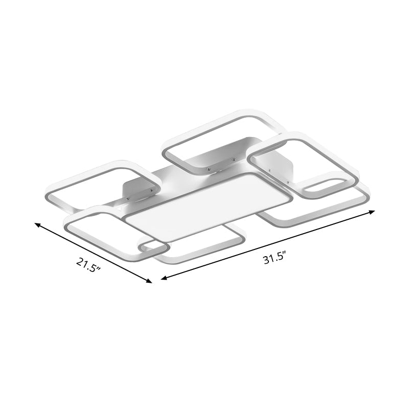 Modern Led Acrylic Ceiling Light - Square And Block Design 18’/21.5’/25.5’ Wide Flush Mount