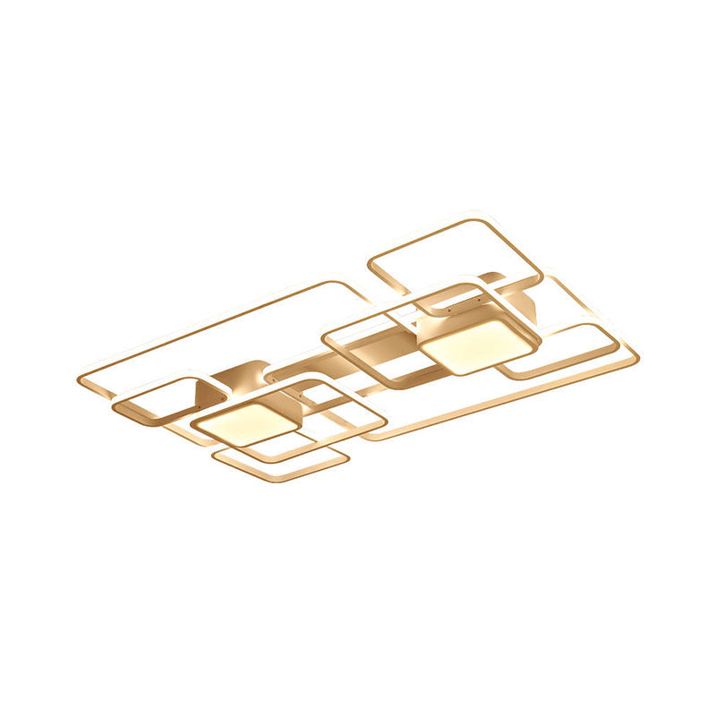 Modern Led Acrylic Ceiling Light - Square And Block Design 18/21.5/25.5 Wide Flush Mount