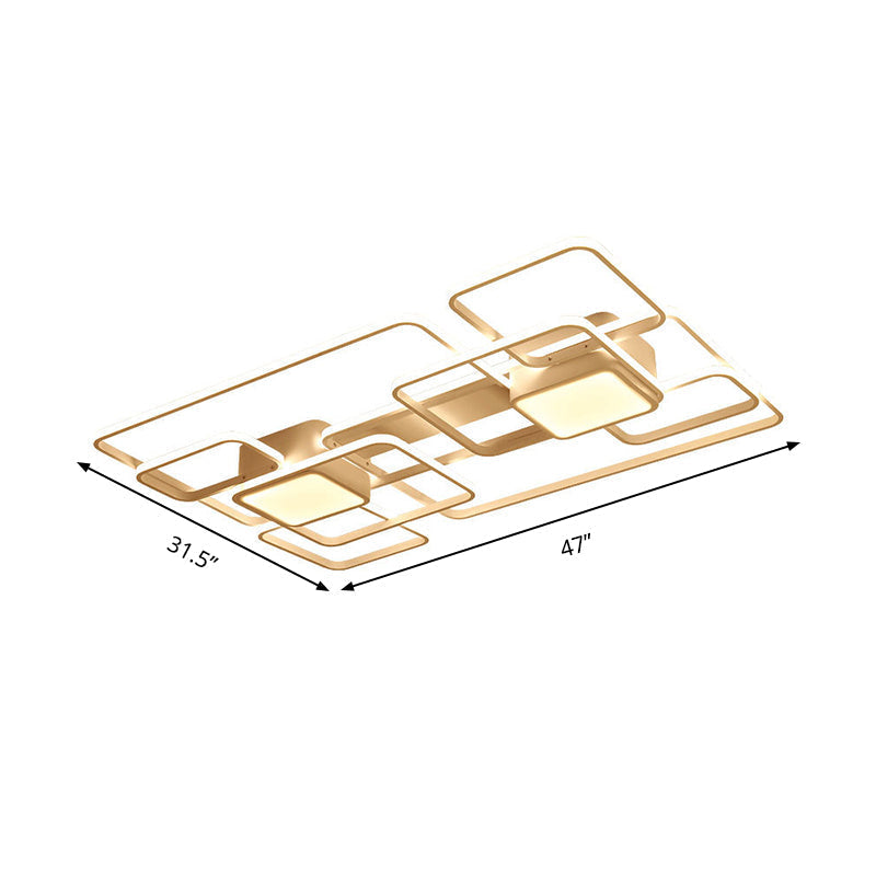 Modern Led Acrylic Ceiling Light - Square And Block Design 18/21.5/25.5 Wide Flush Mount