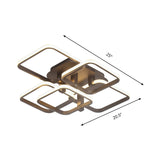 Sleek Brown Led Semi Flush Light With Multi - Square Design - Simplicity 3/5 Lights Acrylic Ceiling